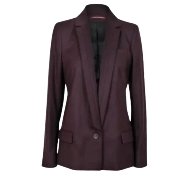 Vintage Comptoir des Cotonniers Noofy Longline Purple Plum Wool-Blend Blazer - Picture 1 of 16